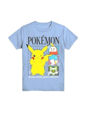 Pokemon Light Blue Pikachu Panel Graphic Tee